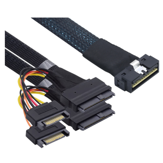 PCI-E Slimline SAS SFF-8654 8i から 双 SFF-8639 U.2 NVMe SSD 接続ケーブル 1M